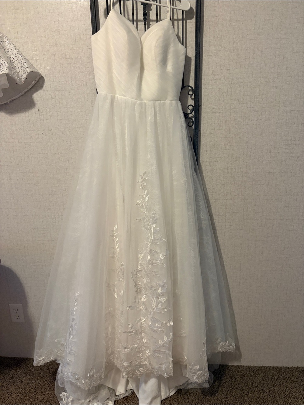 Strapless Ivory A-Line Wedding Dress with Floral Embroidery